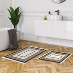 Dekoreko Kaymaz Taban Djt 2 Li Banyo Paspas Takımı Yıldız Deri Saçaklı Modern 675M