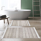 Dekoreko Kaymaz Taban Djt 2 Li Banyo Paspas Takımı Star Pamuk Saçaklı İskandinav F5078