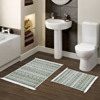 Dekoreko Kaymaz Taban Djt 2 Li Banyo Paspas Takımı Star Pamuk Saçaklı İskandinav F5078