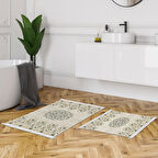 Dekoreko Kaymaz Taban Djt 2 Li Banyo Paspas Takımı Star Pamuk Saçaklı Modern 1491