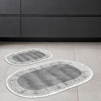 Eko Trend Djt 2 Li Yıkanabilir Kaymaz Taban Oval Banyo Paspas Klozet Takımı 1460 Modern