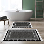 Dekoreko Kaymaz Taban Djt 2 Li Banyo Paspas Takımı Star Pamuk Saçaklı Modern 1692