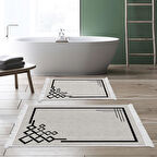 Dekoreko Kaymaz Taban Djt 2 Li Banyo Paspas Takımı Star Pamuk Saçaklı Modern 1919