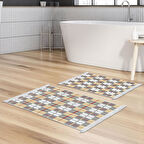 Dekoreko Kaymaz Taban Djt 2 Li Banyo Paspas Takımı Star Pamuk Saçaklı Modern 750