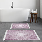 Dekoreko Kaymaz Taban Djt 2 Li Banyo Paspas Takımı Star Pamuk Saçaklı Modern M5003