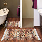 Dekoreko Kaymaz Taban Djt 2 Li Banyo Paspas Takımı Star Pamuk Saçaklı Modern M5006