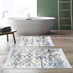 Dekoreko Kaymaz Taban Djt 2 Li Banyo Paspas Takımı Star Pamuk Saçaklı Modern M5026