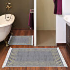 Dekoreko Kaymaz Taban Djt 2 Li Banyo Paspas Takımı Star Pamuk Saçaklı Modern M5142