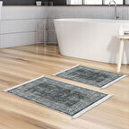 Dekoreko Kaymaz Taban Djt 2 Li Banyo Paspas Takımı Star Pamuk Saçaklı Modern M5142