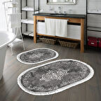 Eko Trend Djt 2 Li Yıkanabilir Kaymaz Taban Oval Banyo Paspas Klozet Takımı 616 Klasik