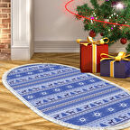 Alanur Home Yılbaşına Özel Keçe Dijital Yıkanabilir Oval Halı Chr9M