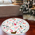 Alanur Home Yılbaşına Özel Pamuk Dijital Yıkanabilir Yuvarlak Halı Chr13M