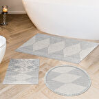 Dekoreko Kaymaz Taban Djt 3 Lü Banyo Paspas Takımı Star Pamuk Karışık İskandinav F5085