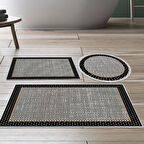 Dekoreko Kaymaz Taban Djt 3 Lü Banyo Paspas Takımı Star Pamuk Karışık Modern 604M