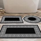 Dekoreko Kaymaz Taban Djt 3 Lü Banyo Paspas Takımı Star Pamuk Karışık Modern 608M