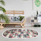 Dekoreko Kaymaz Taban Djt Salon Halısı Star Pamuk Saçaklı Oval İskandinav 661M