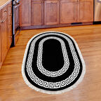 Dekoreko Kaymaz Taban Djt Mutfak Halısı Yıldız Deri Saçaklı Oval Modern 650M