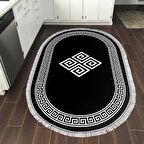 Dekoreko Kaymaz Taban Djt Mutfak Halısı Yıldız Deri Saçaklı Oval Modern 656M