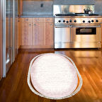 Dekoreko Kaymaz Taban Djt Mutfak Halısı Star Pamuk Saçaklı Oval Modern 1342