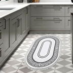 Dekoreko Kaymaz Taban Djt Mutfak Halısı Star Pamuk Saçaklı Oval Modern 651M