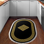 Dekoreko Kaymaz Taban Djt Mutfak Halısı Star Pamuk Saçaklı Oval Modern 656M