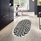 Dekoreko Kaymaz Taban Djt Mutfak Halısı Star Pamuk Saçaklı Oval Modern 658M