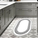 Dekoreko Kaymaz Taban Djt Mutfak Halısı Yıldız Deri Saçaklı Oval Modern 626M