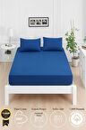 Mirava Premium %100 Pamuk Penye Lastikli Çift Kişilik Çarşaf Takımı (2 Yastık Kılıfı Dahil) Lacivert 160x200cm