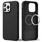 NovStrap Apple iPhone 14 Pro Max Uyumlu Kılıf 6.7 inç Magsafe ile Uyumlu Deri Kılıf İçi Kumaş Kadife