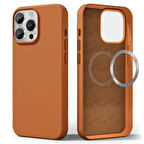 NovStrap Apple iPhone 14 Pro Uyumlu Kılıf 6.1 inç Magsafe ile Uyumlu Deri Kılıf İçi Kumaş Kadife