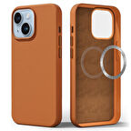 NovStrap Apple iPhone 14 Plus Uyumlu Kılıf 6.7 inç Magsafe ile Uyumlu Deri Kılıf İçi Kumaş Kadife