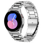 NovStrap Samsung Galaxy Watch 4 Seri 40-42-44-46 Mm Uyumlu Kordon (20 Mm) Çelik Klasik Metal Kordon