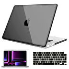 NovStrap Apple MacBook Pro 2023 M2 14.2 inc A2779 Uyumlu Parlak Kılıf + Siyah Klavye Kılıfı + Film