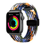 NovStrap Apple Watch Seri 7/8 45mm ile Uyumlu Kordon Magnet Tokalı Flexible Elastik Örgü Kayış