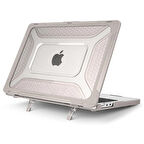 NovStrap Apple Macbook Pro 14 inç M1 Çip A2442 ile Uyumlu Kılıf Armor Zırh Kılıf Standlı Kapak