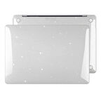 NovStrap Apple Macbook Air 15 inç A2941 ile Uyumlu Kristal Parlak Simli Kılıf Sert Glitter