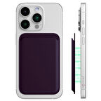 NovStrap iPhone 15 14 13 12 Magsafe ile Uyumlu Manyetik Suni Deri Kartlık Cüzdan Güçlü 6 Mıknatıslı