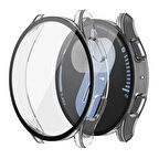 NovStrap Samsung Galaxy Watch 7 44mm ile Uyumlu Ekran Koruyucu Cam ve Kasa Koruyucu Kılıf Sert Pc
