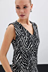 Sateen Kadın Zebra Desen Yelek 1606-6544