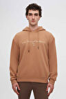 Twn Relaxed Fit Tütün Nakışlı 3 İplik Kapüşonlu Sweatshirt