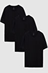 Ds Damat Comfort Siyah 3'Lü Bol Kesim %100 Pamuk T-Shirt 6HC14ORTBN036