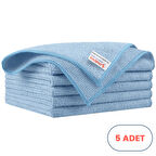 Mulpex Mikrofiber Temizlik Bezi 5 Adet - 40x40 cm, 375 GSM, Parlak Dokulu, 60 gr ±2, Yüksek Emici, İz Bırakmaz