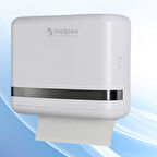 Mulpex Beyaz Duvara Monte Z Katlamalı Kağıt Havlu Dispenseri | Premium ABS Gövde, Anahtarlı Kilit, Vidalı & Yapışkan Montaj