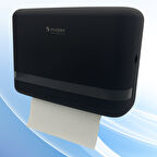 Mulpex Siyah Duvara Monte Z Katlamalı Kağıt Havlu Dispenseri | Premium ABS Gövde, Anahtarlı Kilit, Vidalı & Yapışkan Montaj