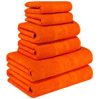  Bisiklet Desenli Pamuk Banyo Havlu Seti 6 Adet turuncu % 100 Pamuk