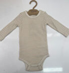 Tiffany Body Uzun Kol Modal Organik Theme Çizgili Bej