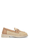 Tamer Tanca Kadın Deri Hasır Bej Loafer Ayakkabı 775 6067 BN AYK Y24 BEJ HSR