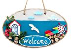 Sahil Kasabası Welcome Yazılı El Yapımı Kapı Süsü