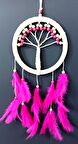 Fuşya Kuş Tüylü Hayat Ağacı Dream Catcher Duvar Süsü
