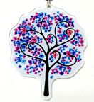 Menekşe Ağaçlı Füzyon Cam Duvar Dekorasyonu